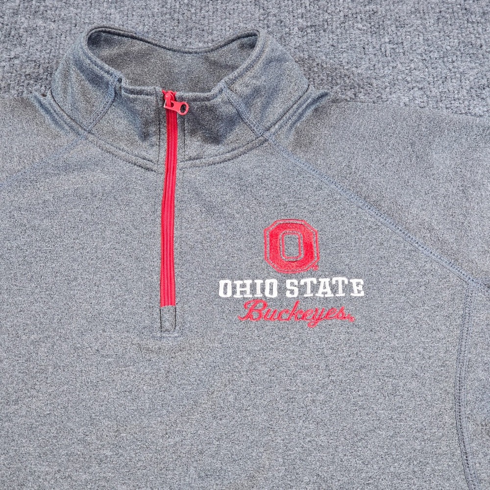 Ohio State Buckeyes Varsity Mens Large Gray Quarter Zip Pullover NCAA Sportswear